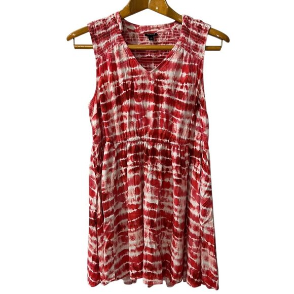 Torrid Red & White Tie-Dye Sleeveless Smocked Waist‎ Mini Dress Size 2X - Picture 8 of 8